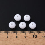 Opaque Acrylic Beads, Round, White, 8x7mm, Hole: 2mm, about 1745pcs/500g, 500g/Set