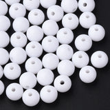 Opaque Acrylic Beads, Round, White, 8x7mm, Hole: 2mm, about 1745pcs/500g, 500g/Set