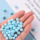 Opaque Acrylic Beads, Round, Sky Blue, 8x7mm, Hole: 2mm, about 1745pcs/500g