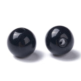 Opaque Acrylic Beads, Round, Black, 8x7mm, Hole: 2mm, about 1745pcs/500g, 500g/Set