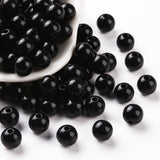 Opaque Acrylic Beads, Round, Black, 8x7mm, Hole: 2mm, about 1745pcs/500g, 500g/Set