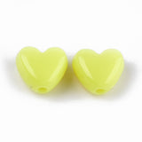 Acrylic Beads, Heart, Mixed Color, 9.5x10.5x6mm, Hole: 2mm, about 1250pcs/500g