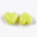 Acrylic Beads, Heart, Mixed Color, 9.5x10.5x6mm, Hole: 2mm, about 1250pcs/500g