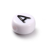 Horizontal Hole Alphabet Acrylic Beads, Flat Round, Letter A~Z, 7x4mm, Hole: 1mm, 20Sets/Pack