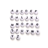 Horizontal Hole Alphabet Acrylic Beads, Flat Round, Letter A~Z, 7x4mm, Hole: 1mm, 20Sets/Pack