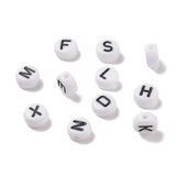 520Pcs Alphabet Acrylic Beads, with 1 Roll Elastic Crystal Thread, Flat Round, Letter A~Z, 7x4mm, Hole: 1mm, 26 letters, 20pcs/letter