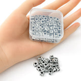 Plated Acrylic Beads, Horizontal Hole, Cube with Random Mixed Letters, Antique Silver, 6x6x6mm, Hole: 3mm, 100pcs/box