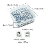 Plated Acrylic Beads, Horizontal Hole, Cube with Random Mixed Letters, Antique Silver, 6x6x6mm, Hole: 3mm, 100pcs/box