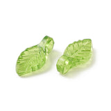 Transparent Acrylic Charms, Leaf Charm, Lawn Green, 10.5x5x3.5mm, Hole: 1.4mm, 100pc/Set