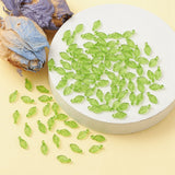 Transparent Acrylic Charms, Leaf Charm, Lawn Green, 10.5x5x3.5mm, Hole: 1.4mm, 100pc/Set