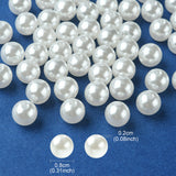 ABS Plastic Imitation Pearl Round Beads, White, 8mm, Hole: 2mm, 50pc/Set