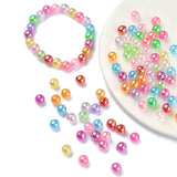 Transparent Acrylic Beads, AB Colors Plated, Round, Mixed Color, 8mm, Hole: 2mm, 100pc/Set