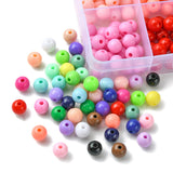 24Colors Opaque Acrylic Beads, Round, Mixed Color, 8x7mm, Hole: 2mm