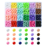 24Colors Opaque Acrylic Beads, Round, Mixed Color, 8x7mm, Hole: 2mm