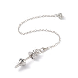 Pendant Bails, Blank Screw Dowsing Pendulum Pendants, Brass Chains with Lobster Clasps and Pendants, Platinum, 240mm