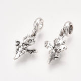 Alloy European Dangle Charms, Large Hole Pendants, Dragon, Antique Silver, 31mm, Hole: 4mm, 10pc/Set