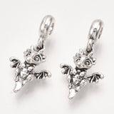 Alloy European Dangle Charms, Large Hole Pendants, Dragon, Antique Silver, 31mm, Hole: 4mm, 10pc/Set