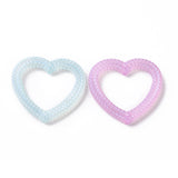 Luminous Acrylic Bead Frame, Glow In The Dark, Heart, Mixed Color, 37.5x41x5mm, Hole: 2mm, Inner Diameter: 25x30mm, 150pc/Set