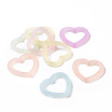 Luminous Acrylic Bead Frame, Glow In The Dark, Heart, Mixed Color, 37.5x41x5mm, Hole: 2mm, Inner Diameter: 25x30mm, 150pc/Set