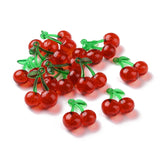 Transparent Acrylic Pendants, Cherry, Red, 33x26x12.5mm, Hole: 1.5mm, 10pc/Set