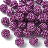 Imitation Pearl Acrylic Beads, Berry Beads, Combined Beads, Round, Purple, 12mm, Hole: 1.5mm, 40pc/Set