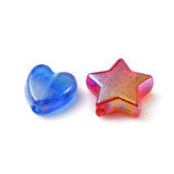 100Pcs 2 Styles Transparent Acrylic Beads, for Name Bracelets & Jewelry Making, AB Color, Heart & Star, Mixed Color, 8~10x8~10x3mm, Hole: 1~1.5mm