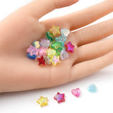 100Pcs 2 Styles Transparent Acrylic Beads, for Name Bracelets & Jewelry Making, AB Color, Heart & Star, Mixed Color, 8~10x8~10x3mm, Hole: 1~1.5mm