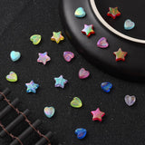 100Pcs 2 Styles Transparent Acrylic Beads, for Name Bracelets & Jewelry Making, AB Color, Heart & Star, Mixed Color, 8~10x8~10x3mm, Hole: 1~1.5mm