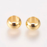 Brass European Beads, Large Hole Rondelle Beads, Golden, 7x4mm, Hole: 4.5mm, 100pc/Set