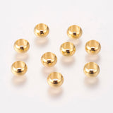 Brass European Beads, Large Hole Rondelle Beads, Golden, 7x4mm, Hole: 4.5mm, 100pc/Set