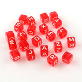 Transparent Acrylic European Beads, Random Mixed Letters, Horizontal Hole, Large Hole Cube Beads, Mixed Color, 10x10x10mm, Hole: 4mm, about 530pcs/500g