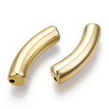 UV Plating Acrylic Beads, Curved Tube, Golden Plated, 33x8x8mm, Hole: 1.6mm, 200pc/Set