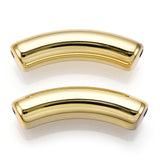 UV Plating Acrylic Beads, Curved Tube, Golden Plated, 33x8x8mm, Hole: 1.6mm, 200pc/Set