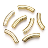 UV Plating Acrylic Beads, Curved Tube, Golden Plated, 33x8x8mm, Hole: 1.6mm, 200pc/Set