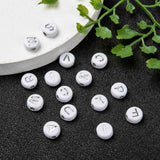 Plating Acrylic Beads, Metal Enlaced, Horizontal Hole, Mixed Letters, Flat Round, Silver Plated, 7x4mm, Hole: 1.8mm