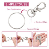 25Pcs Alloy Swivel Lobster Claw Clasps, Swivel Snap Hook, with 25Pcs Key Rings, Platinum, Lobster Claw Clasps: 30.5x11mm, Hole: 5x10mm