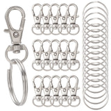 25Pcs Alloy Swivel Lobster Claw Clasps, Swivel Snap Hook, with 25Pcs Key Rings, Platinum, Lobster Claw Clasps: 30.5x11mm, Hole: 5x10mm