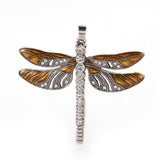 Alloy Big Pendants, with Enamel and Rhinestone, Dragonfly, Goldenrod, 56.5x64.5x4.5mm, Hole: 4.5x6mm, 2pc/Set