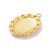 Alloy Pendant Cabochon Settings, Plain Edge Bezel Cups, Oval, Golden, Tray: 18x13mm, 32x23x4mm, Hole: 2mm, 10pc/Set