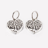 Tibetan Style Alloy Pendants, Hollow Heart with Tree, Antique Silver, 18.5x17x1.5mm, Hole: 7.5mm, 10pcs/Set