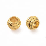 Tibetan Style Alloy European Beads, Large Hole Beads, Rondelle, Antique Golden, 8x6mm, Hole: 4mm, 50pc/Set