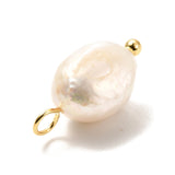 Natural Cultured Freshwater Pearl Pendants, with Brass Ball Head Pins, Rice, Real 18K Gold Plated, 16.5~17mm, Hole: 3mm, 50pc/Set