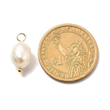 Natural Cultured Freshwater Pearl Pendants, with Brass Ball Head Pins, Rice, Real 18K Gold Plated, 16.5~17mm, Hole: 3mm, 50pc/Set