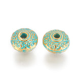 Alloy Beads, Bumpy, Rondelle, Golden & Green Patina, 7x4.5mm, Hole: 1.4mm, 10pc/Set