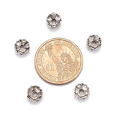 Buddhist Jewelry Findings Tibetan Style Lotus Double Sided Bead Caps, Antique Silver, 9x5mm, Hole: 2mm, 50pcs/Set