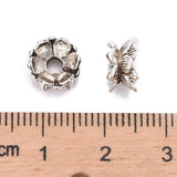 Buddhist Jewelry Findings Tibetan Style Lotus Double Sided Bead Caps, Antique Silver, 9x5mm, Hole: 2mm, 50pcs/Set