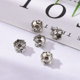 Buddhist Jewelry Findings Tibetan Style Lotus Double Sided Bead Caps, Antique Silver, 9x5mm, Hole: 2mm, 50pcs/Set