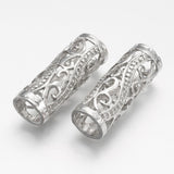 Alloy Beads, Tube, Hollow, Platinum, 31x11mm, Hole: 8mm, 10pc/Set