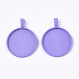 Spray Paint Alloy Pendant Cabochon Settings, Cadmium Free & Lead Free, Plain Edge Bezel Cups, Flat Round, Mixed Color, Tray: 25mm, 36x27.5x6mm, Hole: 3x6.5mm, about 2pcs/color, 10color, 20pcs/bag