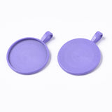 Spray Paint Alloy Pendant Cabochon Settings, Cadmium Free & Lead Free, Plain Edge Bezel Cups, Flat Round, Mixed Color, Tray: 25mm, 36x27.5x6mm, Hole: 3x6.5mm, about 2pcs/color, 10color, 20pcs/bag